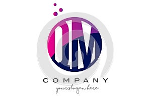QM Q M Circle Letter Logo Design with Purple Dots Bubbles photo