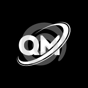QM Q M letter logo design. Initial letter QM linked circle uppercase monogram logo red and blue. QM logo, Q M design. qm, q m