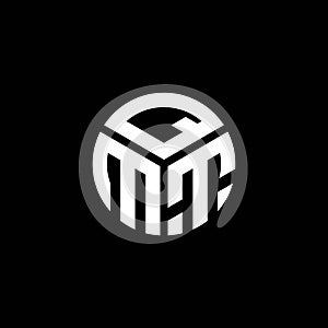 QMT letter logo design on black background. QMT creative initials letter logo concept. QMT letter design