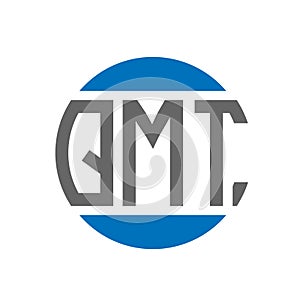 QMT letter logo design on white background. QMT creative initials circle logo concept. QMT letter design