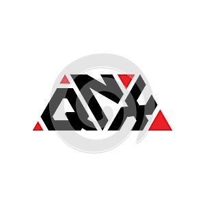 QNX triangle letter logo design with triangle shape. QNX triangle logo design monogram. QNX triangle vector logo template with red