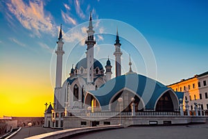 Qol Sharif Mosque at sunset in Kazan