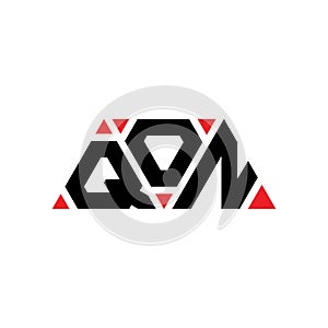 QON triangle letter logo design with triangle shape. QON triangle logo design monogram. QON triangle vector logo template with red