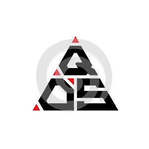 QOS triangle letter logo design with triangle shape. QOS triangle logo design monogram. QOS triangle vector logo template with red photo