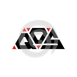 QOS triangle letter logo design with triangle shape. QOS triangle logo design monogram. QOS triangle vector logo template with red
