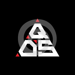 QOS triangle letter logo design with triangle shape. QOS triangle logo design monogram. QOS triangle vector logo template with red