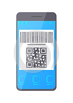 QR Bar Code on Smartphone Screen, Phone Monitor