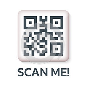 QR code 3d icon. Qrcode for scan. Security concept. Vector illustration