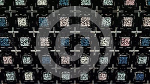 QR code abstract technology background, seamless loop. Animation. 3D futuristic pattern with the straight rows of