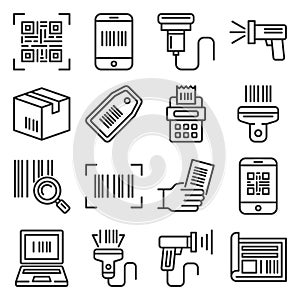 QR Code and Barcode Icons Set. Vector