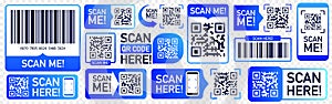 QR code barcode scan icon set