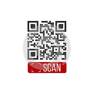 QR code button application with scan me sign icon template. App for web and mobile systems interface. vector illustration isolated
