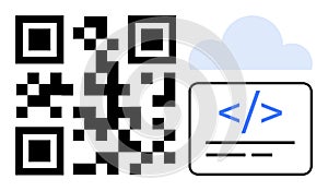 QR Code with Cloud and Coding Symbol Digital Technology and Data Integration