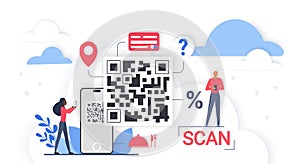 QR Code Cloud Technology Digital Scan Concept