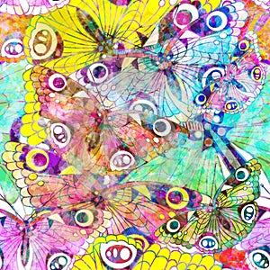 Butterfly texture seamless pattern vector illustration