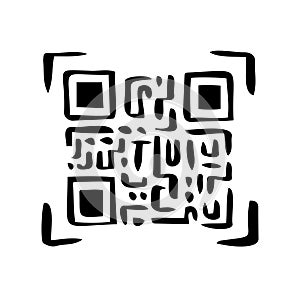 QR code doodle hand drawn icon. Marketing and electronic commerce.