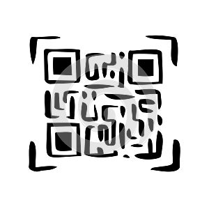 QR code doodle hand drawn icon. Marketing and electronic commerce.