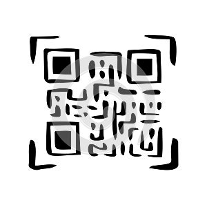 QR code doodle hand drawn icon. Marketing and electronic commerce.