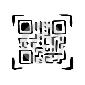 QR code doodle hand drawn icon. Marketing and electronic commerce.