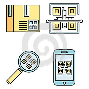 QR code element icons set vector color