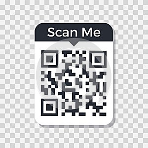 QR code. Frame for scan. Black icon on white backdrop. Vector for app and web.
