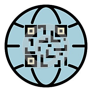 QR code global use icon color outline vector