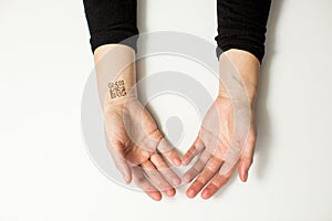 Qr code on hand