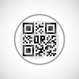 Qr code icon. Black scan code logo, barcode identification