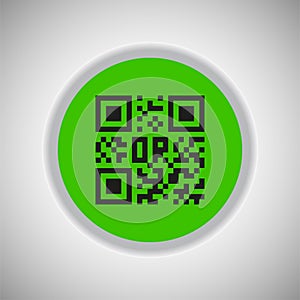 Qr code icon. Black scan code logo, barcode identification