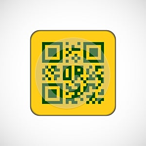 Qr code icon. Black scan code logo, barcode identification