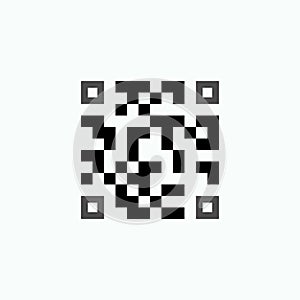 QR Code Icon. Coding, Identification Element Symbol - Vector.