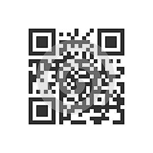 QR code icon. Fake template of quick responce matrix barcode in square grid. Mobile phone camera readable digital label