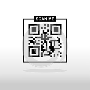 QR code icon. Fake template of quick responce matrix barcode in square grid