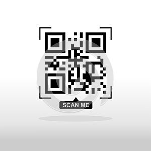 QR code icon. Fake template of quick responce matrix barcode in square grid