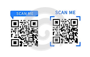 QR code icon for payment, mobile app, website. scan me QR Code. Vector illustration