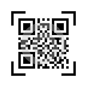 Qr code icon. Qr code sample icon in abstract style on white background. Qr code scanner. Blac scan code. Business illustration.