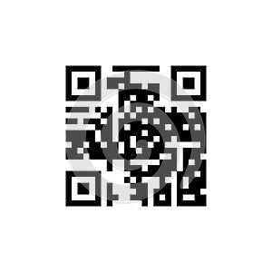 QR code icon. Simple code for mobile phone. Cipher. Digital technology