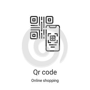 qr code icon vector from online shopping collection. Thin line qr code outline icon vector illustration. Linear symbol for use on