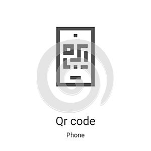 qr code icon vector from phone collection. Thin line qr code outline icon vector illustration. Linear symbol for use on web and