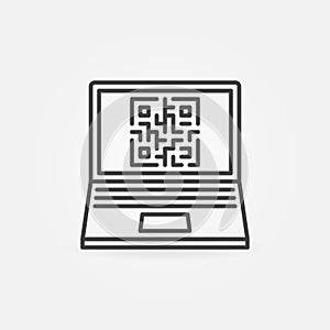 QR Code on Laptop Screen vector concept line icon
