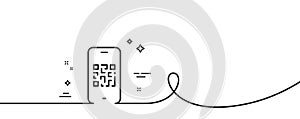 Qr code line icon. Scan barcode sign. Continuous line with curl. Vector