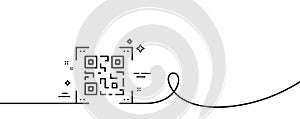 Qr code line icon. Scan barcode sign. Continuous line with curl. Vector