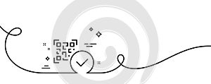 Qr code line icon. Scan barcode sign. Continuous line with curl. Vector