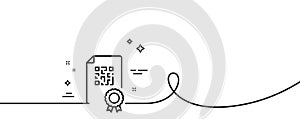 Qr code line icon. Scan barcode sign. Continuous line with curl. Vector