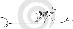 Qr code line icon. Scan barcode sign. Continuous line with curl. Vector