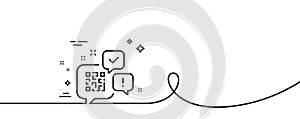 Qr code line icon. Scan barcode sign. Continuous line with curl. Vector