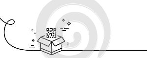 Qr code line icon. Scan barcode sign. Continuous line with curl. Vector