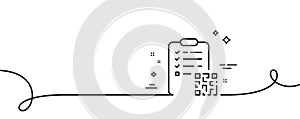 Qr code line icon. Scan barcode sign. Continuous line with curl. Vector