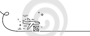 Qr code line icon. Scan barcode sign. Continuous line with curl. Vector