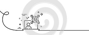 Qr code line icon. Scan barcode sign. Continuous line with curl. Vector